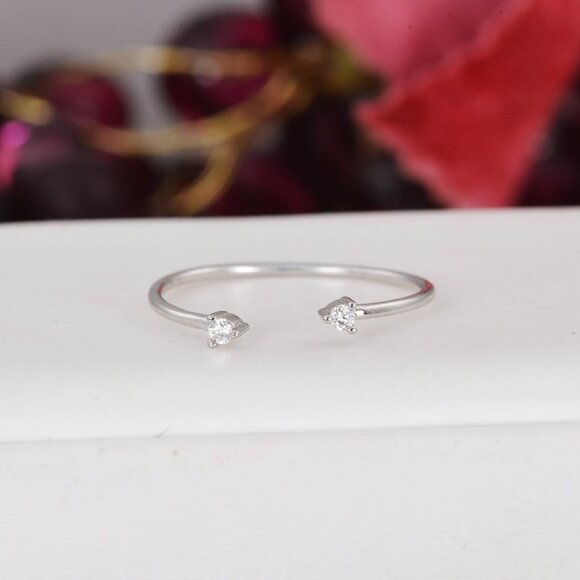 Moissanite Open Band Ring 925 Sterling - Picture 3 of 6